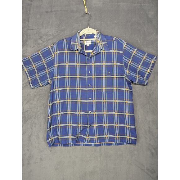 Fanucci Other - Fanucci Men's Short Sleeve Blue Plaid Button-Down Shirt Casual Med 15.5